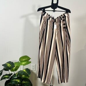 ZARA High-Waisted Striped Pants | Neutral Chic